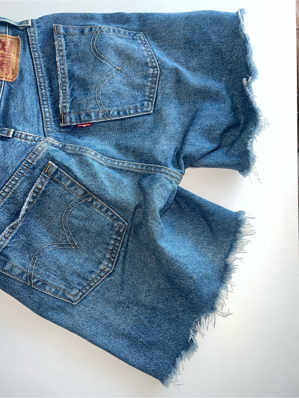 Levis 501 Button Fly Shorts High Rise Mid-Thigh Jean Shorts SZ 25 - Picture 7 of 16